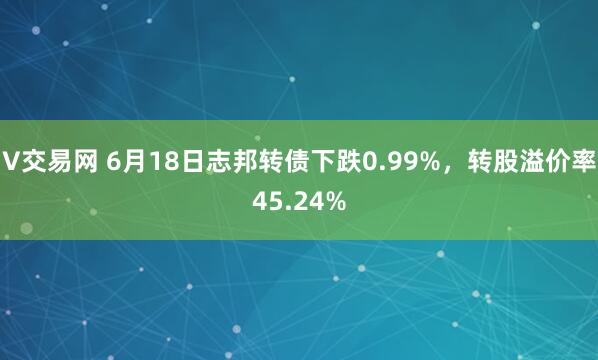 V交易网 6月18日志邦转债下跌0.99%，转股溢价率45.24%